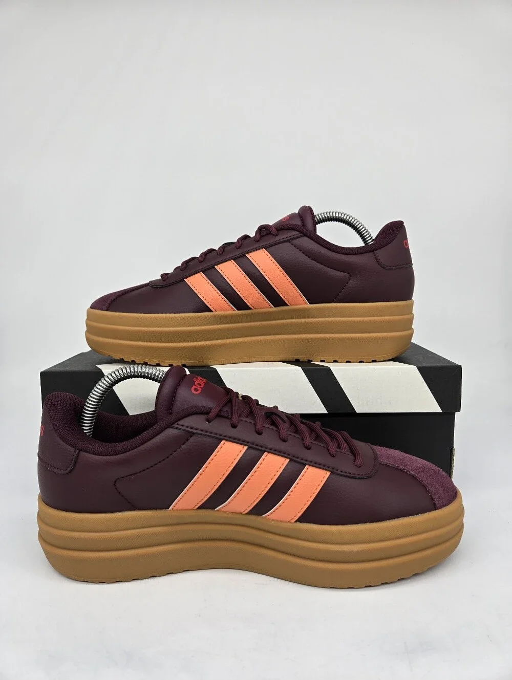 adidas Women's VL Court Bold IH9144 Maroon Dusky Orange Shoes Size 8